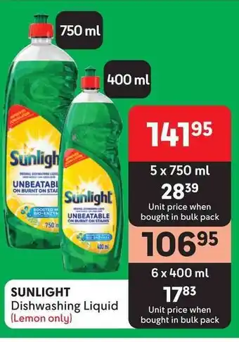 Makro SUNLIGHT Dishwashing Liquid (Lemon only) offer