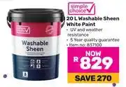 Game Simple Choice 20L Washable Sheen White Paint offer