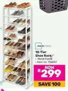 Game Mainstays 10 Tier Shoe Rack offer