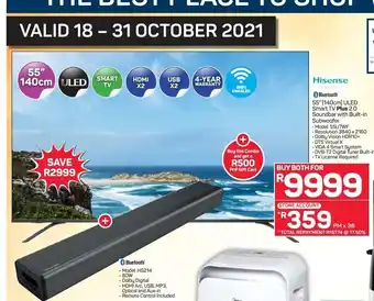 Pick n Pay Hypermarket Hisense - 55" ULED Smart tv + 2.0 Soundbar with Built-in Subwoofer offer