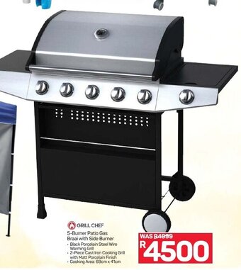 Grill Chef 5-Burner Patio Gas Braai with Side Burner
