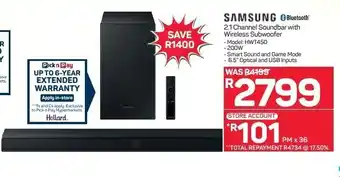 Pick n Pay Hypermarket Samsung - 2.1 Channel Soundbar with Wireless Subwoofer offer