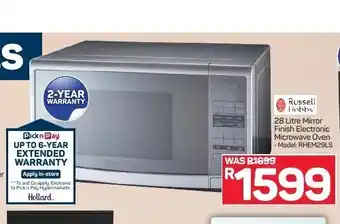 Pick n Pay Hypermarket Russell Hobbs - 28 Litre Mirror Finish Electronic Microwave Oven offer