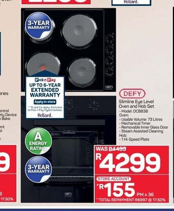 Pick n Pay Hypermarket Defy - Slimline Eye Level Oven and Hob Set offer
