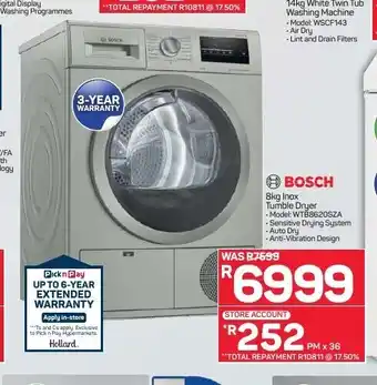 Pick n Pay Hypermarket Bosch - 8kg Inox Tumble Dryer offer