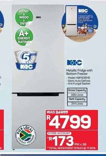 Pick n Pay Hypermarket KIC - Metallic Fridge with Bottom Freezer offer