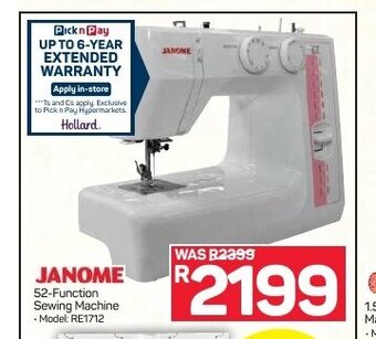 Pick n Pay Hypermarket Janome - 52-Function Sewing Machine offer