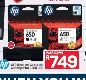 Pick n Pay Hypermarket Hp - 650 Black and Colour Ink Cartridge Plus 32GB USB offer