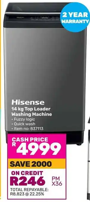 Game Hisense 14 kg Top Loader Washing Machine offer