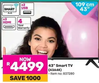 Game Hisense 43" Smart TV (43A4K) offer