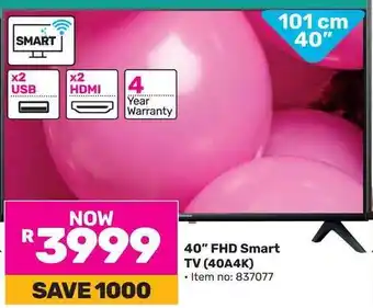 Game Hisense 40" FHD Smart TV (40A4K) offer