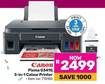 Game Canon Pixma G3410 3-in-1 Colour Printer offer