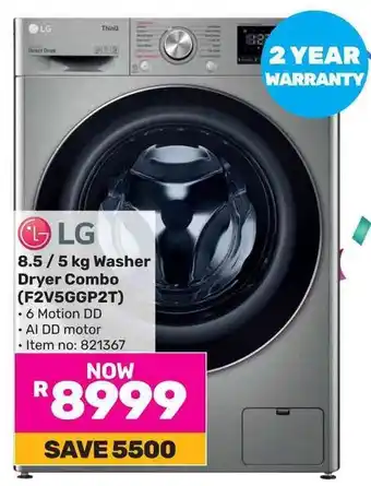 Game LG 8.5/5 kg Washer Dryer Combo (F2V5GGP2T) offer