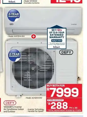 Pick n Pay Hypermarket Defy - 12000BTU Inverter Air Conditioner Indoor and OUtdoor offer
