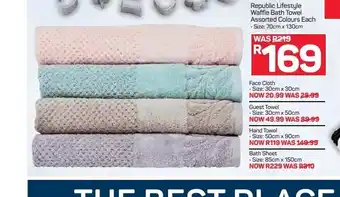Pick n Pay Hypermarket Republic Lifestyle Waffle Bath Towel Assorted Colours each offer