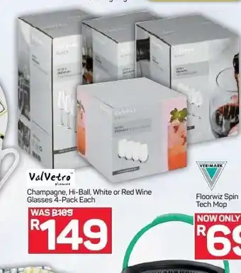 Pick n Pay Hypermarket Champagne Hi-Ball White or Red Wine Glasses 4-Pack each offer