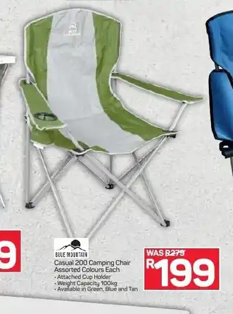 Pick n Pay Hypermarket Blue Mountain Casual 200 Camping Chair Assorted Colours each offer