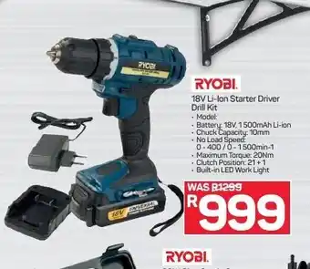 Pick n Pay Hypermarket Ryobi 18V Li-On Starter Driver Drill Kit offer