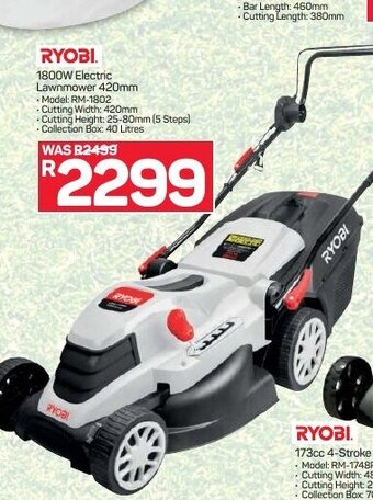 Pick n Pay Hypermarket Ryobi 1800W Electric Lawnmower 420mm offer