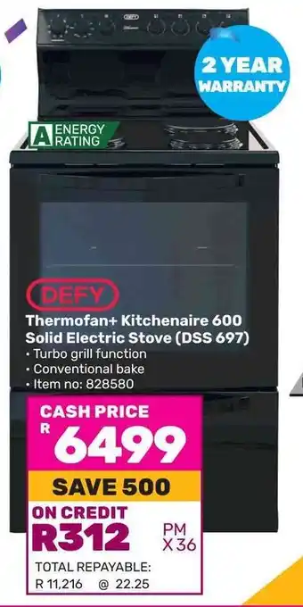 Game DEFY Thermofan+ Kitchenaire 600 Solid Electric Stove (DSS 697) offer