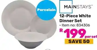 Game MAINSTAYS" 12-Piece White Dinner Set offer