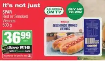 Spar SPAR Red or Smoked Viennas 500g offer