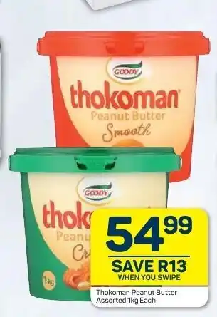 Pick n Pay Hypermarket Thokoman Peanut Butter Assorted 1kg each offer