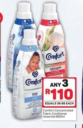 Pick n Pay Hypermarket Comfort Concentrated Fabric Conditioner Assorted 800ml offer