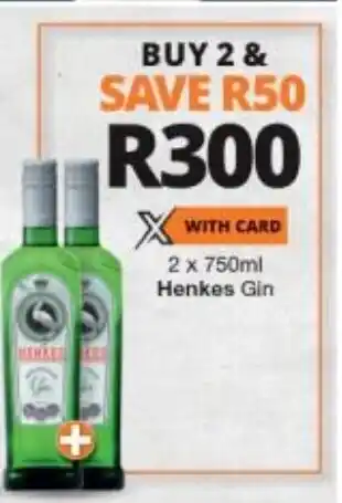 Checkers Liquor Shop Henkes Gin 2 x 750ml offer