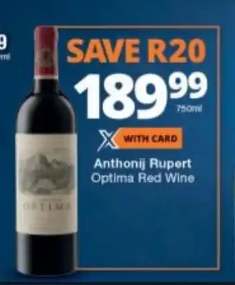 Checkers Liquor Shop Anthonij Rupert Optima Red Wine 750 ml offer