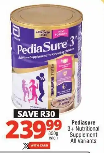 Checkers Pediasure 3+ Nutritional Supplement All Variants offer