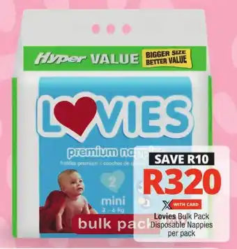 Checkers Lovies Bulk Pack Disposable Nappies per pack offer