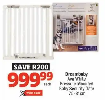 Checkers Dreambaby Ava White Pressure Mounted Baby Security Gate offer