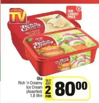 KwikSpar Ola Rich 'n Creamy Ice Cream 1.8 Litre offer