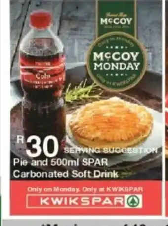 KwikSpar Pie and 500ml Spar Carbonated Soft Drink offer