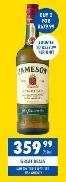 Tabooz JAMESON TRIPLE DISTILLED IRISH WHISKEY offer