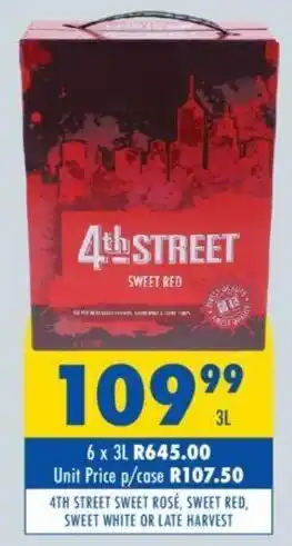 Tabooz 4TH STREET SWEET ROSE, SWEET RED, SWEET WHITE OR LATE HARVEST offer