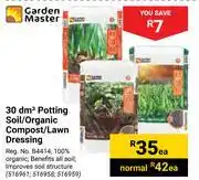 Builders Warehouse Garden Master 30dm³ Potting Soil/Organic Compost/Lawn Dressing-Each offer