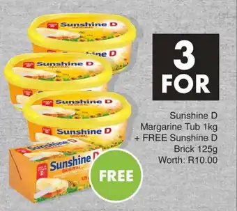 Save Hyper Sunshine D Margarine Tub 1kg + FREE Sunshine D Brick 125g offer