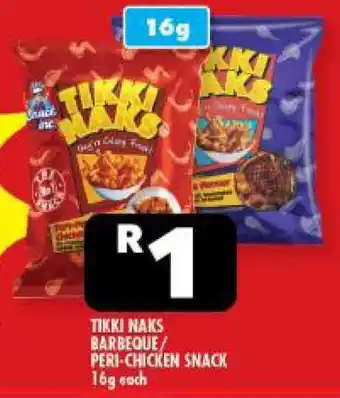 Usave TIKKI NAKS BARBEQUE/ PERI-CHICKEN SNACK 16g each offer