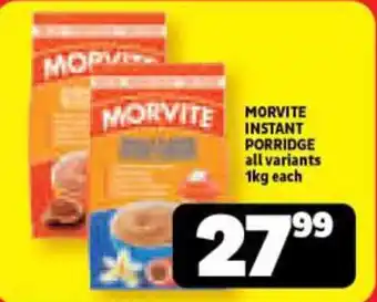 Usave MORVITE INSTANT PORRIDGE all variants 1kg each offer