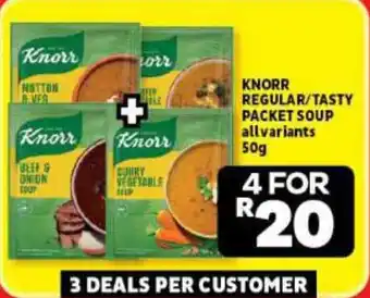 Usave KNORR REGULAR/TASTY PACKET SOUP all variants 50g offer