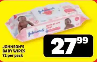 Usave JOHNSON'S BABY WIPES 72 per pack offer