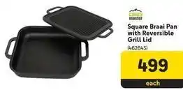 Makro Camp master - square braai pan with reversible grill lid offer