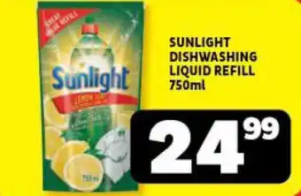 Usave SUNLIGHT DISHWASHING LIQUID REFILL 750ml offer