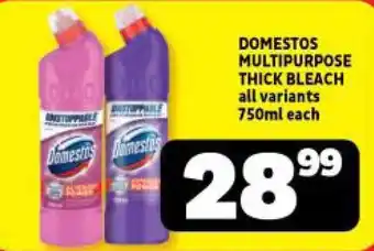 Usave DOMESTOS MULTIPURPOSE THICK BLEACH all variants 750ml each offer