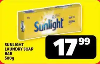 Usave SUNLIGHT LAUNDRY SOAP BAR 500g offer
