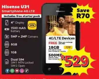 Usave Hisense U31 Smartphone 4G LTE offer