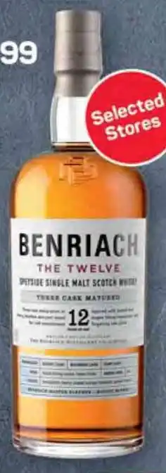 Pick n Pay Benriach The Twelve Speyside Single Malt Scotch Whisky 750ml offer