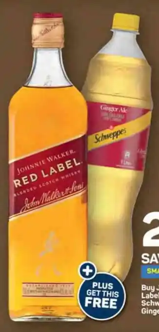 Pick n Pay Johnnie Walker Red Label 750ml and Schweppes Soda Water or Ginger Ale 1 Litre FREE offer